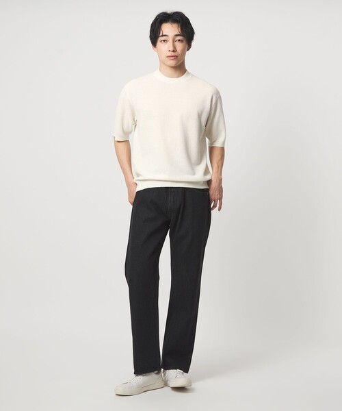 green label relaxing（グリーンレーベルリラクシング）の「タック ピケ ビズ クルーネック ニット -ウォッシャブル-（ニット/セーター・メンズ・ライム/ホワイト/ブラック・XL/L/M/S）」の4枚目の写真