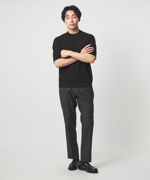 green label relaxing（グリーンレーベルリラクシング）の「タック ピケ ビズ クルーネック ニット -ウォッシャブル-（ニット/セーター・メンズ・ライム/ホワイト/ブラック・XL/L/M/S）」の7枚目の写真