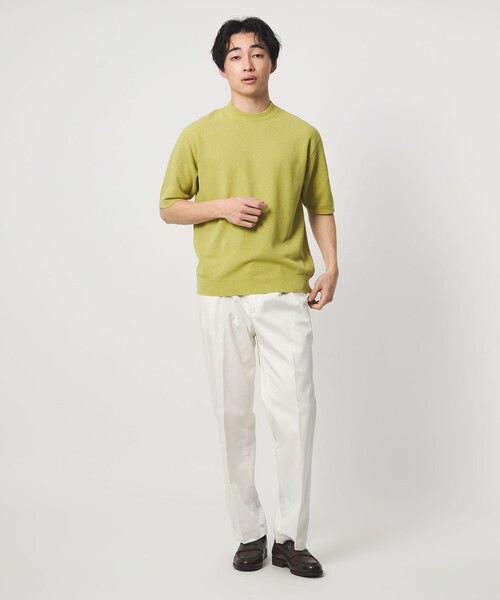 green label relaxing（グリーンレーベルリラクシング）の「タック ピケ ビズ クルーネック ニット -ウォッシャブル-（ニット/セーター・メンズ・ライム/ホワイト/ブラック・XL/L/M/S）」の10枚目の写真