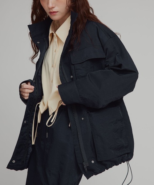W:Huku(フーク)の「【W:Huku / 撥水 ワッシャーナイロン】スタンドカラー ジャケット / Washer Nylon Stand Collar Jacket(ブルゾン・レディース・アイボリー/ブラック系その他/ブルーグレー・FREE)」の21枚目の写真