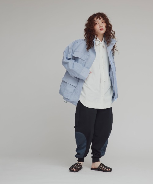 W:Huku(フーク)の「【W:Huku / 撥水 ワッシャーナイロン】スタンドカラー ジャケット / Washer Nylon Stand Collar Jacket(ブルゾン・レディース・アイボリー/ブラック系その他/ブルーグレー・FREE)」の15枚目の写真