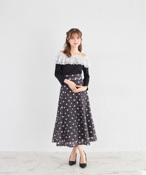tocco closet(トッコ クローゼット)の「2WAYドットフリル付きリブカットプルオーバー(Tシャツ/カットソー・レディース・オフホワイト/ブラック・M)」の9枚目の写真