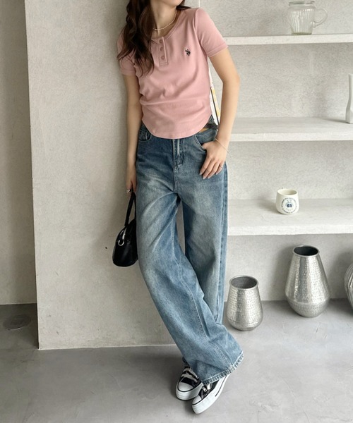 U.S. POLO ASSN.(ユーエスポロアッスン)の「【Ada.別注 U.S. POLO ASSN】ヘンリーネック コンパクト Tシャツ(Tシャツ/カットソー・レディース・ブラック/ホワイト/ピンク・M/L)」の18枚目の写真