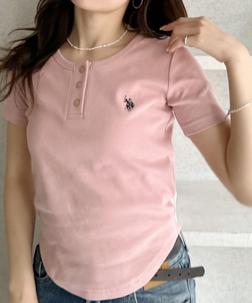 U.S. POLO ASSN.(ユーエスポロアッスン)の「【Ada.別注 U.S. POLO ASSN】ヘンリーネック コンパクト Tシャツ(Tシャツ/カットソー・レディース・ブラック/ホワイト/ピンク・M/L)」の15枚目の写真
