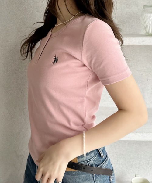 U.S. POLO ASSN.(ユーエスポロアッスン)の「【Ada.別注 U.S. POLO ASSN】ヘンリーネック コンパクト Tシャツ(Tシャツ/カットソー・レディース・ブラック/ホワイト/ピンク・M/L)」の16枚目の写真