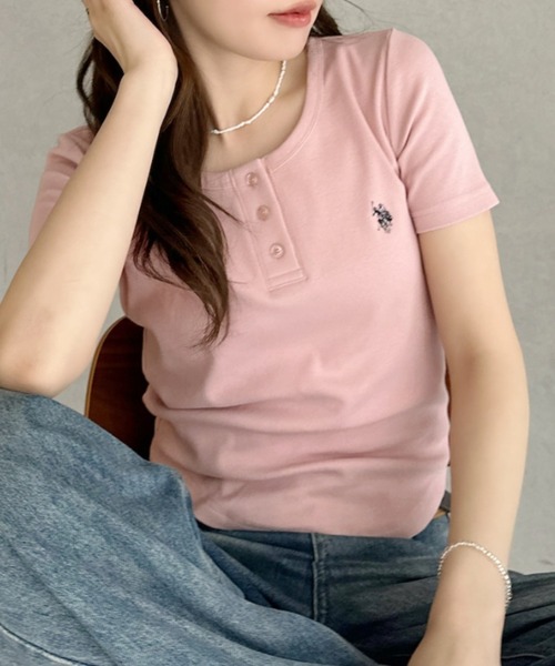 U.S. POLO ASSN.(ユーエスポロアッスン)の「【Ada.別注 U.S. POLO ASSN】ヘンリーネック コンパクト Tシャツ(Tシャツ/カットソー・レディース・ブラック/ホワイト/ピンク・M/L)」の19枚目の写真