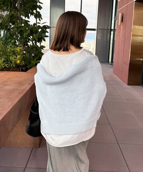 DouDou（ドゥドゥ）の「【インフルエンサーSAKURA企画】ミニダンボールロゴロンTEE（Tシャツ/カットソー・レディース・ライトグレー/オフホワイト/ネイビー・FREE）」の22枚目の写真