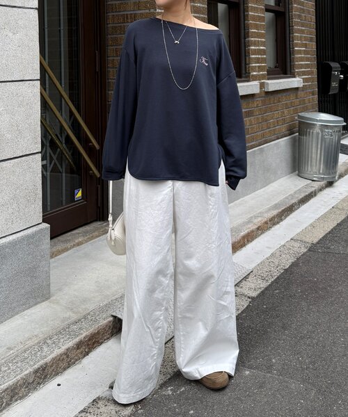 DouDou（ドゥドゥ）の「【インフルエンサーSAKURA企画】ミニダンボールロゴロンTEE（Tシャツ/カットソー・レディース・ライトグレー/オフホワイト/ネイビー・FREE）」の11枚目の写真