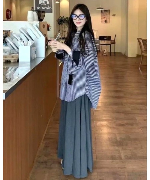 inst.ALL（インストール）の「配色カフスストライプシャツ（シャツ/ブラウス・レディース・グレー・M）」の8枚目の写真