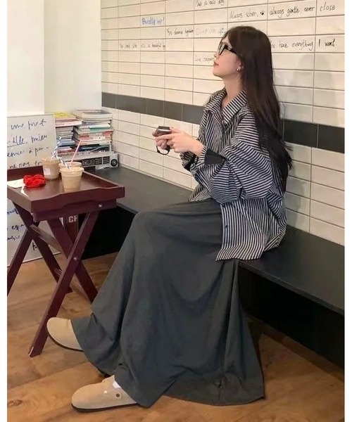 inst.ALL（インストール）の「配色カフスストライプシャツ（シャツ/ブラウス・レディース・グレー・M）」の9枚目の写真