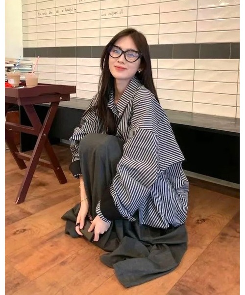 inst.ALL（インストール）の「配色カフスストライプシャツ（シャツ/ブラウス・レディース・グレー・M）」の11枚目の写真
