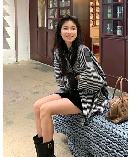 inst.ALL（インストール）の「配色カフスストライプシャツ（シャツ/ブラウス・レディース・グレー・M）」の13枚目の写真