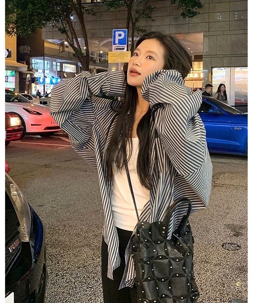 inst.ALL（インストール）の「配色カフスストライプシャツ（シャツ/ブラウス・レディース・グレー・M）」の14枚目の写真