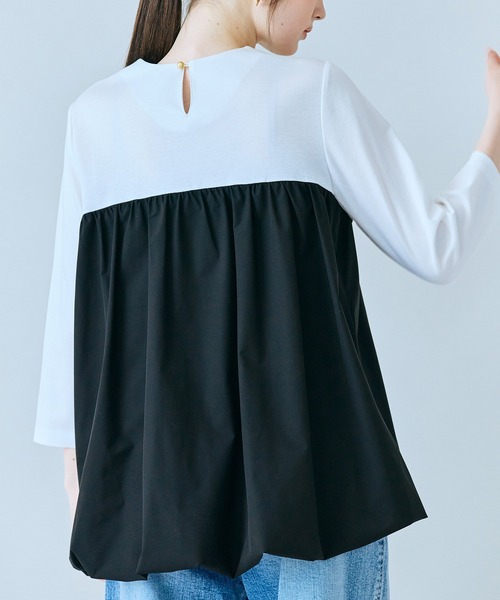 Audie a Muses(オーディアミューズ)の「リボンモチーフ付き異素材カットソー(Tシャツ/カットソー・レディース・ブラック/オフホワイト・38/42)」の7枚目の写真