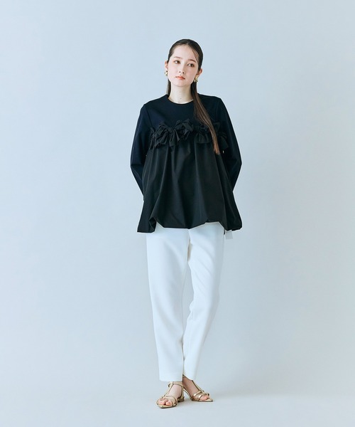 Audie a Muses(オーディアミューズ)の「リボンモチーフ付き異素材カットソー(Tシャツ/カットソー・レディース・ブラック/オフホワイト・38/42)」の21枚目の写真