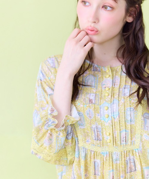 Jolly Poupee(ジョリープッペ)の「【22fabric】ルームメイトPT/ヨーク切替チュニック(チュニック・レディース・グリーン/イエロー・38/42/46)」の18枚目の写真