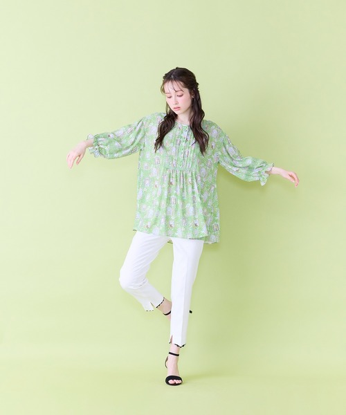 Jolly Poupee(ジョリープッペ)の「【22fabric】ルームメイトPT/ヨーク切替チュニック(チュニック・レディース・グリーン/イエロー・38/42/46)」の13枚目の写真