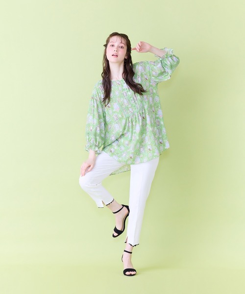Jolly Poupee(ジョリープッペ)の「【22fabric】ルームメイトPT/ヨーク切替チュニック(チュニック・レディース・グリーン/イエロー・38/42/46)」の12枚目の写真