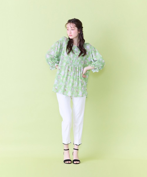 Jolly Poupee(ジョリープッペ)の「【22fabric】ルームメイトPT/ヨーク切替チュニック(チュニック・レディース・グリーン/イエロー・38/42/46)」の10枚目の写真