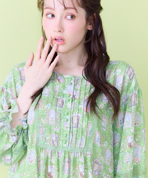 Jolly Poupee(ジョリープッペ)の「【22fabric】ルームメイトPT/ヨーク切替チュニック(チュニック・レディース・グリーン/イエロー・38/42/46)」の6枚目の写真