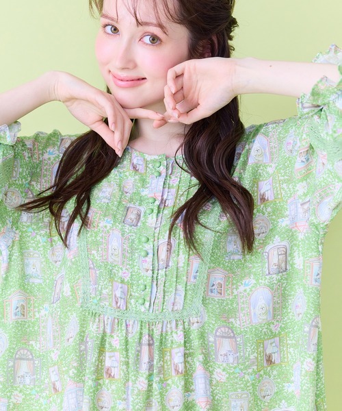 Jolly Poupee(ジョリープッペ)の「【22fabric】ルームメイトPT/ヨーク切替チュニック(チュニック・レディース・グリーン/イエロー・38/42/46)」の5枚目の写真