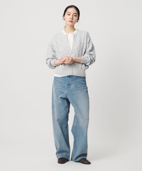 BEAUTY&YOUTH UNITED ARROWS（ビューティーアンドユースユナイテッドアローズ）の「【WEB限定 Wardrobe DAILY MINIMAL】レース ジップカーディガン ウォッシャブル（カーディガン/ボレロ・レディース・オフホワイト/ブラック/ライトグレー・FREE）」の6枚目の写真