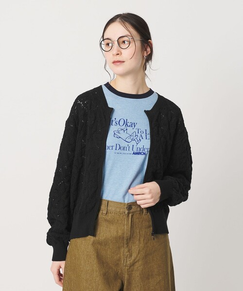 BEAUTY&YOUTH UNITED ARROWS（ビューティーアンドユースユナイテッドアローズ）の「【WEB限定 Wardrobe DAILY MINIMAL】レース ジップカーディガン ウォッシャブル（カーディガン/ボレロ・レディース・オフホワイト/ブラック/ライトグレー・FREE）」の7枚目の写真