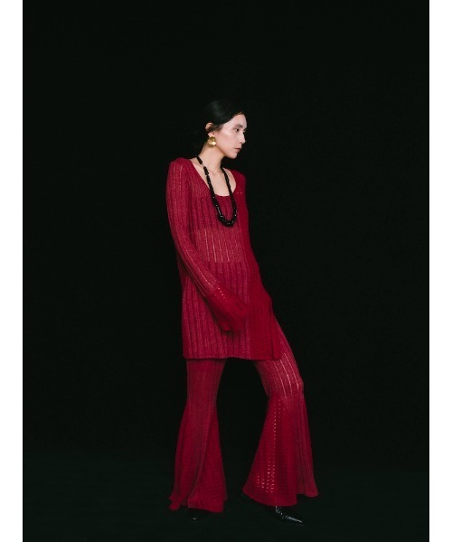 Ruh Dhan(ルーダン)の「Lace Paneled Flare Pants(その他パンツ・レディース・ボルドー/ブラック/アイボリー・FREE)」の4枚目の写真