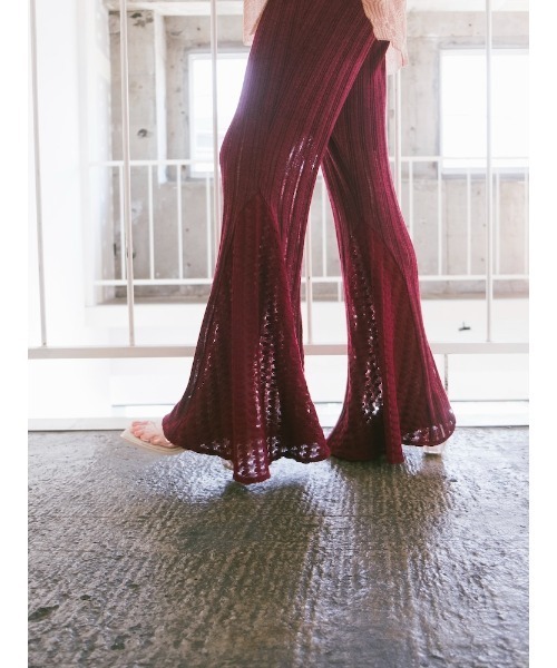 Ruh Dhan(ルーダン)の「Lace Paneled Flare Pants(その他パンツ・レディース・ボルドー/ブラック/アイボリー・FREE)」の13枚目の写真