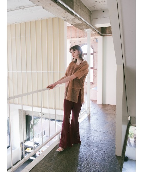 Ruh Dhan(ルーダン)の「Lace Paneled Flare Pants(その他パンツ・レディース・ボルドー/ブラック/アイボリー・FREE)」の12枚目の写真