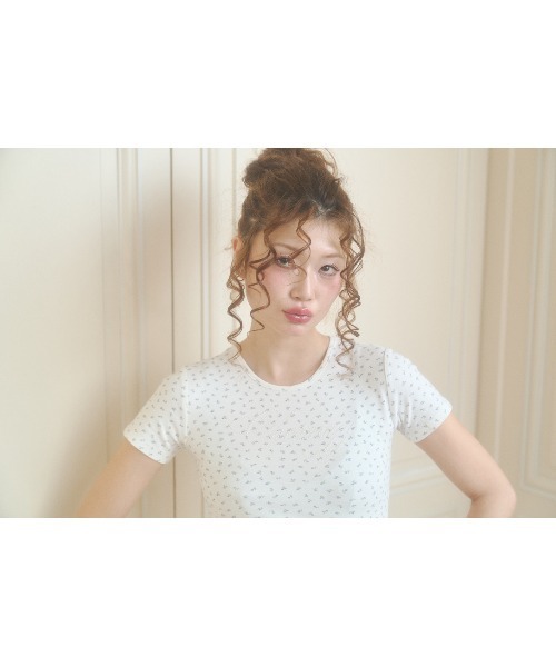 chernyy(チェルニー)の「chernyy floral pearl logo tee / 小花柄パールロゴT(Tシャツ/カットソー・レディース・グレー/アイボリー・LARGE/MEDIUM/SMALL)」の17枚目の写真