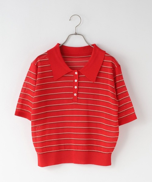 LOWRYS FARM（ローリーズファーム）の「シアーアソートポロ５Ｓ 666291（ポロシャツ・レディース・レッド/アイボリー/グレー/ブルー・FREE）」の4枚目の写真