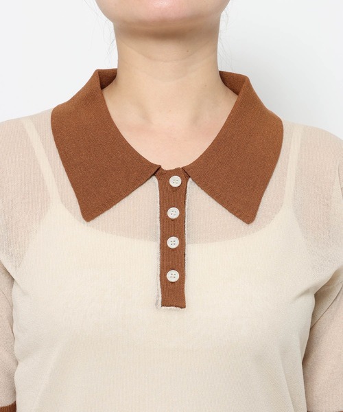 LOWRYS FARM（ローリーズファーム）の「シアーアソートポロ５Ｓ 666291（ポロシャツ・レディース・レッド/アイボリー/グレー/ブルー・FREE）」の8枚目の写真