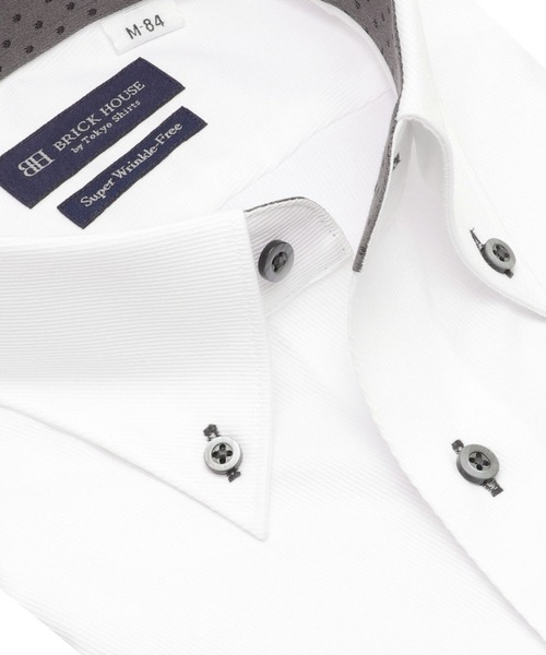 TOKYO SHIRTS（トウキョウシャツ）の「【超形態安定】【吸水速乾】 形態安定ノンアイロン ボタンダウン 長袖ビジネスワイシャツ（ビジネスシャツ・メンズ・ホワイト・首回り43cm-裄丈86cm/首回り43cm-裄丈82cm/首回り42cm-裄丈86cm/首回り42cm-裄丈82cm/首回り41cm-裄丈86cm/首回り41cm-裄丈82cm/首回り39cm-裄丈84cm/首回り39cm-裄丈80cm/首回り37cm-裄丈84cm/首回り37cm-裄丈80cm）」の2枚目の写真