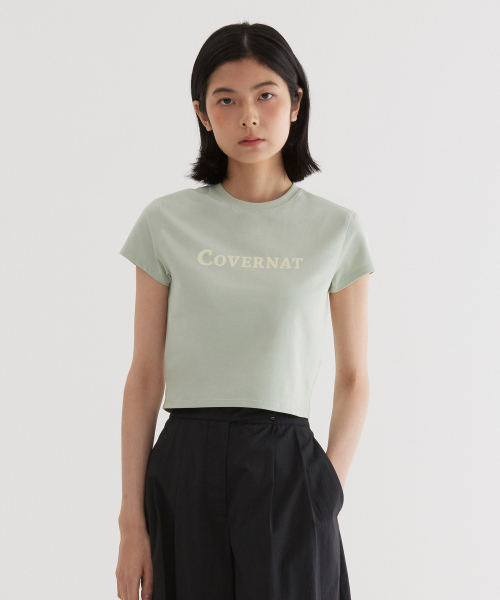 COVERNAT(カバーナット)の「(W) アセンティックロゴベイビーフィットTシャツ ライトグリーン(Tシャツ/カットソー・レディース・その他・WS/WM)」の1枚目の写真