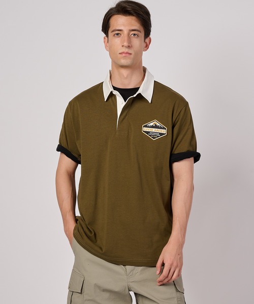 Eddie Bauer(エディーバウアー)の「半袖 ラグビーシャツ(ポロシャツ・メンズ・ブルーグレー/バーガンディー/カーキ/ネイビー・S/M/L/XL/XXL)」の1枚目の写真