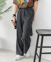 【C-FORT POINT/フォートポイント】【夏でも快適に履ける薄手4.5オンスデニム素材】ベイカーワイドパンツ デニムパンツ ゆったり 太め ウエストゴム 体型カバー