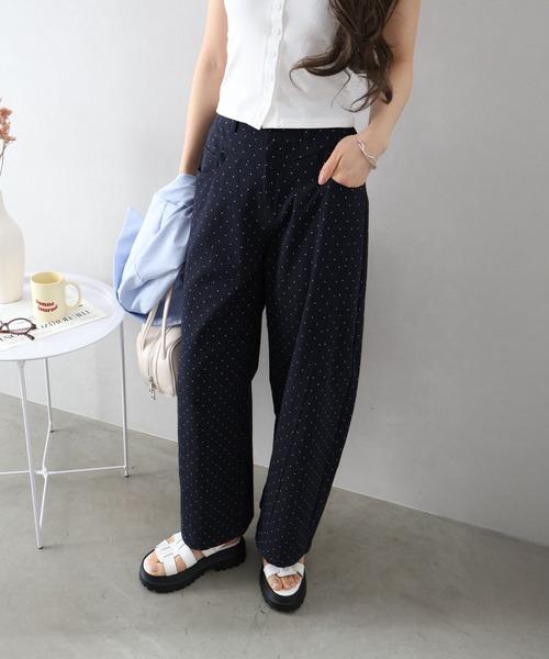 SpRay（スプレイ）の「ドットバレルパンツ（その他パンツ・レディース・ネイビー/アイボリー・MEDIUM）」の4枚目の写真