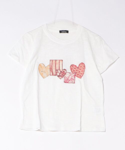 Sibra(シブラ)の「配色ハートコラージュプリント半袖Tシャツ(Tシャツ/カットソー・レディース・グレー/ホワイト・M)」の4枚目の写真