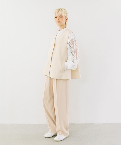 WCJ(ダブルシージェイ)の「【速乾】【防シワ】センタープレスタックパンツ(その他パンツ・レディース・ネイビー/アイボリー/ブラック・FREE)」の2枚目の写真