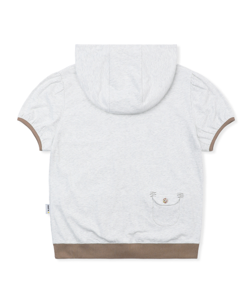 RuNaKi'Hu'（ルナキフ）の「WXJ045 エングミ スウェット 半袖 フードジップアップ (ホワイトメランジ)（Tシャツ/カットソー・レディース・その他・1/2）」の9枚目の写真