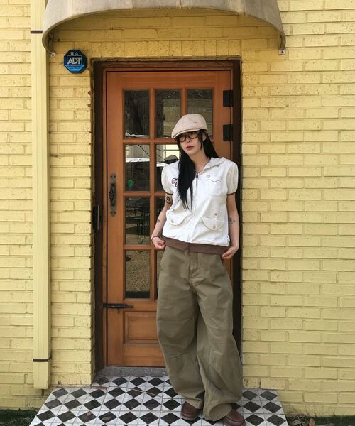 RuNaKi'Hu'（ルナキフ）の「WXJ045 エングミ スウェット 半袖 フードジップアップ (ホワイトメランジ)（Tシャツ/カットソー・レディース・その他・1/2）」の4枚目の写真