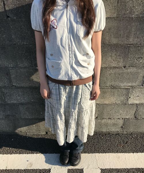 RuNaKi'Hu'（ルナキフ）の「WXJ045 エングミ スウェット 半袖 フードジップアップ (ホワイトメランジ)（Tシャツ/カットソー・レディース・その他・1/2）」の5枚目の写真