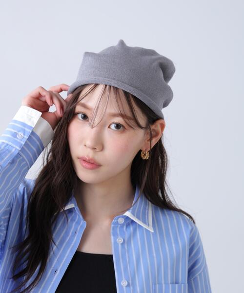 FREE'S MART（フリーズマート）の「ロールリボンワッチ（ニットキャップ/ビーニー・レディース・ベージュ/ブラック/グレー・ﾌﾘ-）」の2枚目の写真