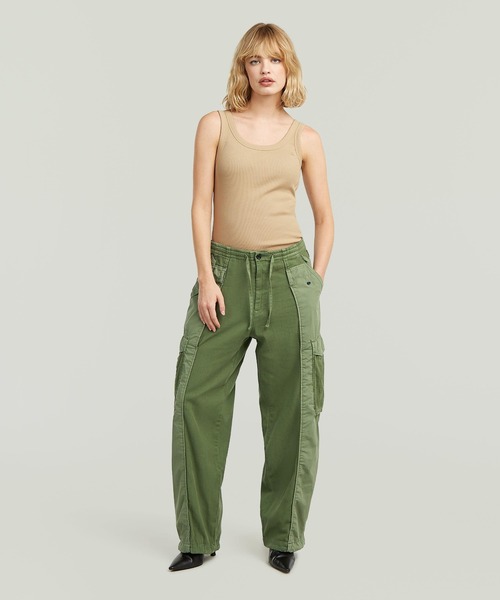 G-STAR（ジースター）の「【Safari Online掲載】Fabric Mix Cargo Pants/異素材ミックスリラックスストレートカーゴパンツ（カーゴパンツ・レディース・カーキ・25inch/26inch/24inch/27inch）」の5枚目の写真