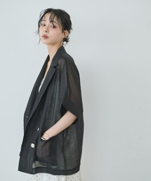 Anclear oui（アンクリアウィ）の「シアーパッチポケットテーラー半袖ジャケット（テーラードジャケット）」