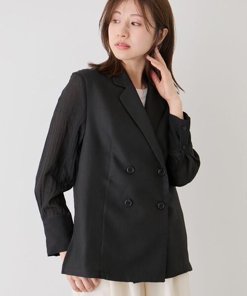 Jayro（ジャイロ）の「異素材使いジャケット（テーラードジャケット・レディース・ベージュ/グレー/ブラック・M）」の4枚目の写真