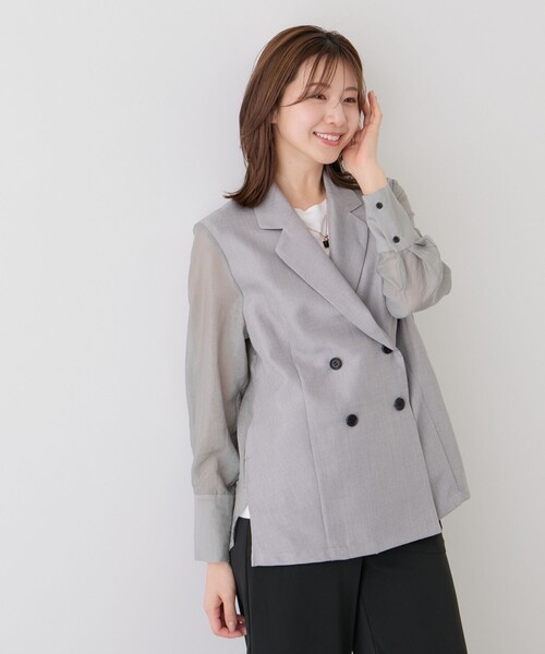 Jayro（ジャイロ）の「異素材使いジャケット（テーラードジャケット・レディース・ベージュ/グレー/ブラック・M）」の15枚目の写真