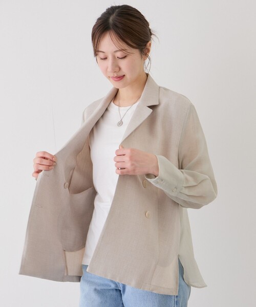 Jayro（ジャイロ）の「異素材使いジャケット（テーラードジャケット・レディース・ベージュ/グレー/ブラック・M）」の21枚目の写真