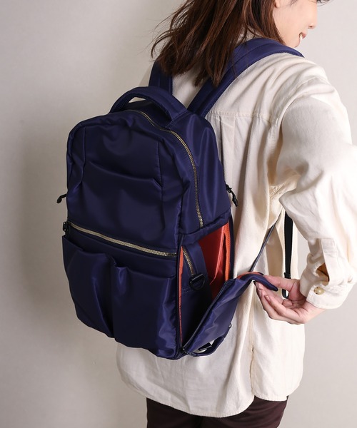 sankyo shokai（サンキョウショウカイ）の「マザーズリュック ショルダーポーチ付き キャリーオン ベビーカー対応（バックパック/リュック・レディース・ブラック/ネイビー/ベージュ/ピンク・FREE）」の4枚目の写真